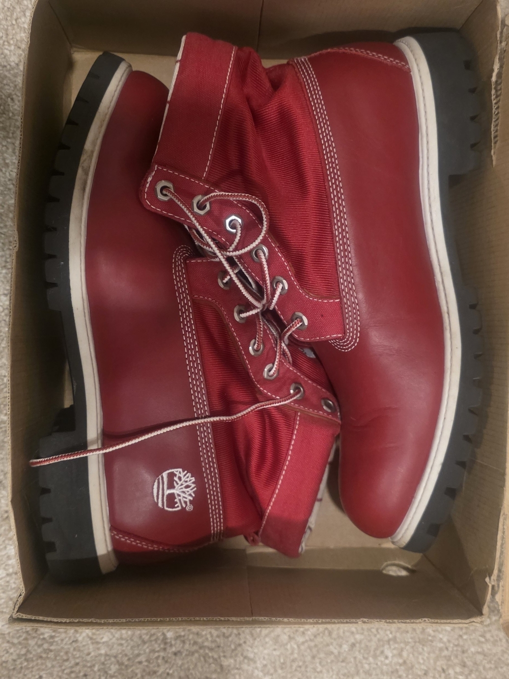 Timberland Men’s Red Lace-Up Leather Work Boots